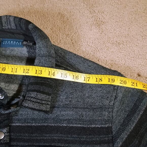 Iceburg Outerwear Heavy Lined Fleece Jacket Men's L Button Snaps and Stripes - Picture 5 of 9